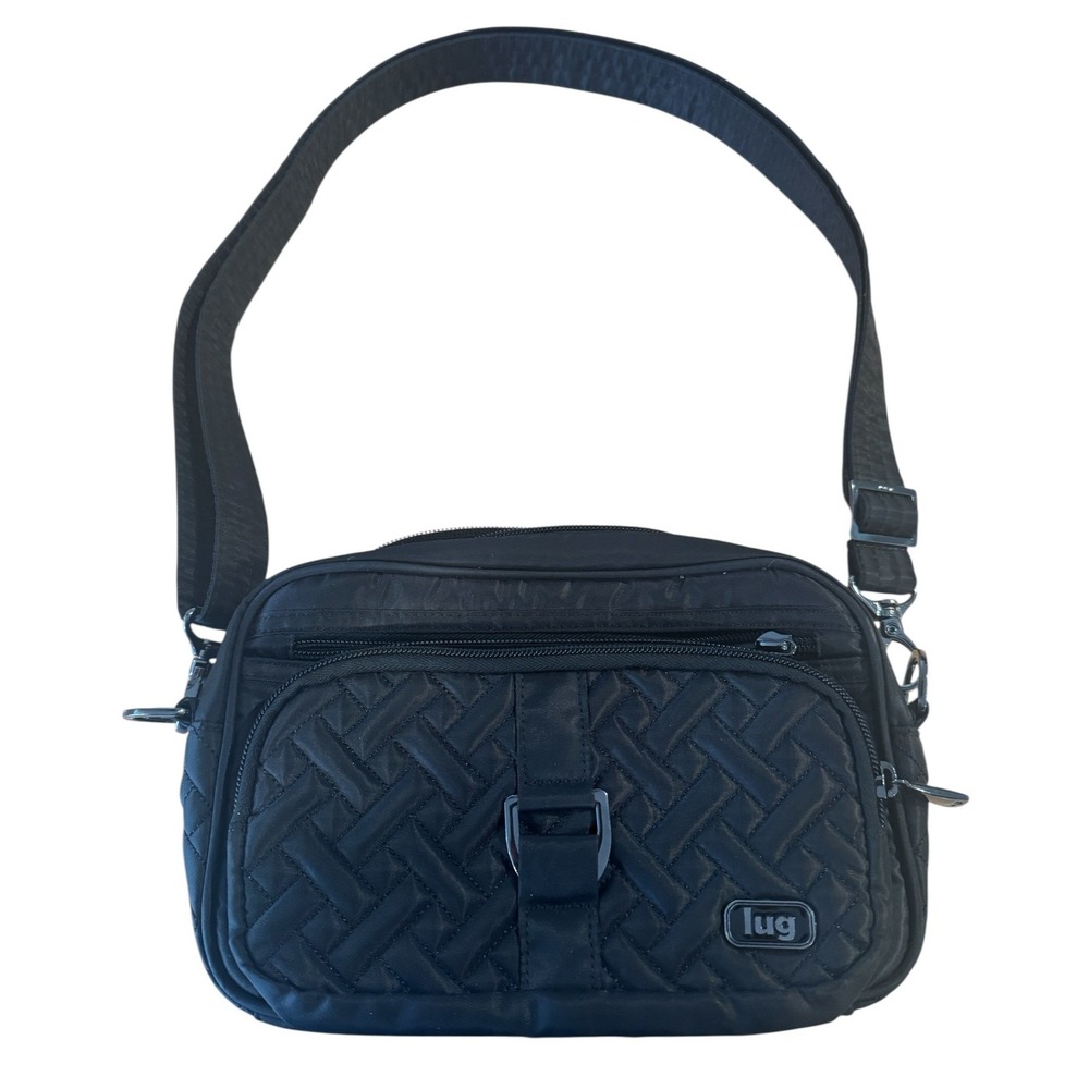 Lug Carousel Black‎ Quilted Crossbody Bag Basket Weave RFID Utility Purse